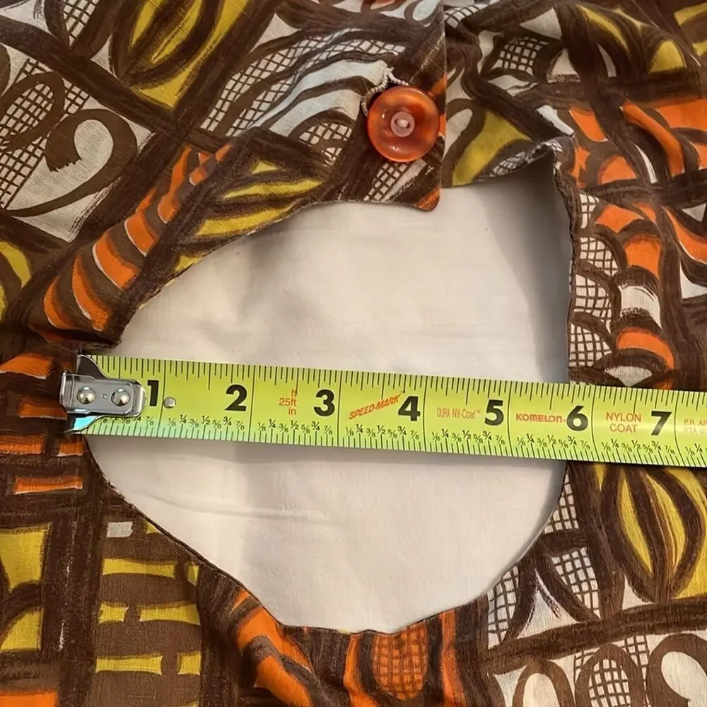 Vintage 1970s Brown Kitchen Bib Apron One Size Pocket Handmade